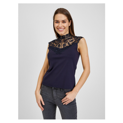 Orsay Dark blue women's T-shirt with lace detail - Women