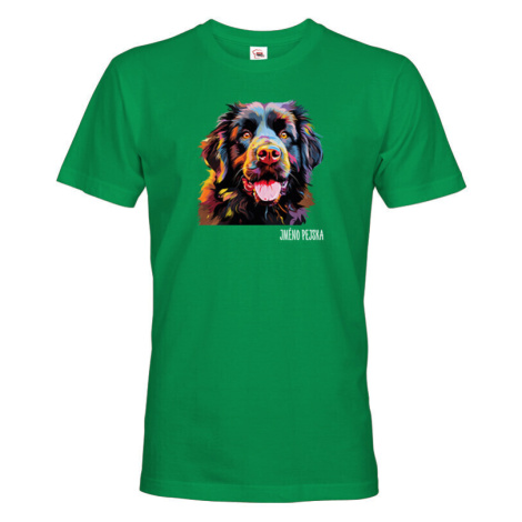 Pánské tričko s potlačou plemena Novofundlandský pes s voliteľným menom