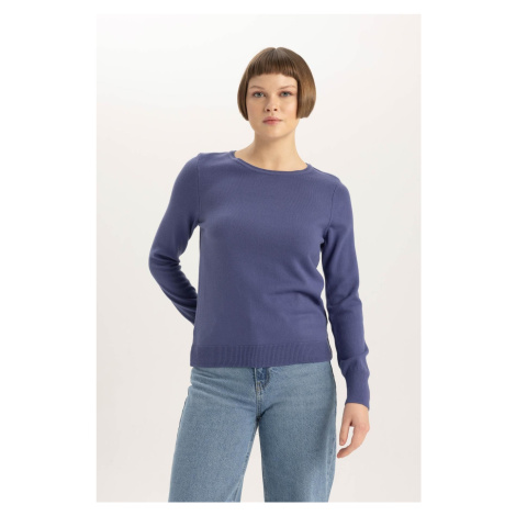 DEFACTO Regular Fit Crew Neck Basic Plain Extra Soft Cashmere Textured Knitwear Sweater