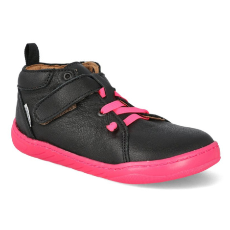 Barefoot detské členkové topánky Pegres - Skinny SBF62F čierne/ružové