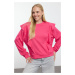 Trendyol Fuchsia Ruffle Detailed Relaxed/Comfortable Fit Knitted Sweatshirt