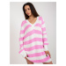 Pink and ecru striped oversize sweater