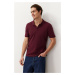 Trendyol Claret Red Regular/Normal Cut Textured Polo Neck T-Shirt