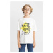 DEFACTO Boy's Oversize Fit Crew Neck Printed Short Sleeve T-Shirt