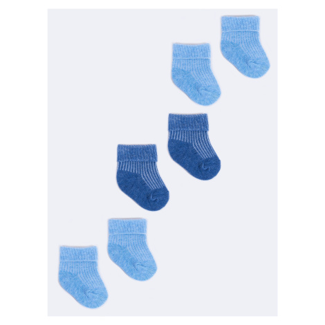 Yoclub 3Pack chlapčenské ponožky s manžetou SKA-0009U-0000-004 Blue 6-9 měsíců