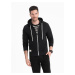 Ombre Men's BASIC unbuttoned hooded sweatshirt - black