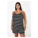 Trendyol Curve Black Striped Thin Strap Knitted Pajama Set