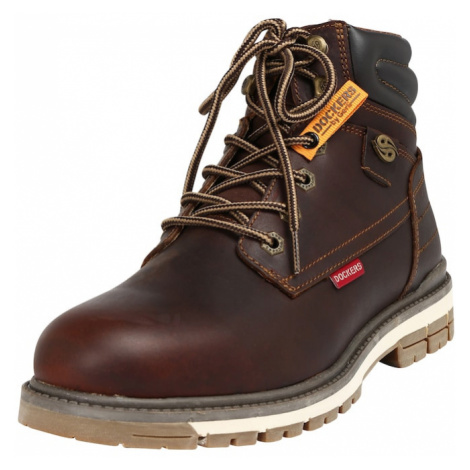 Dockers by Gerli Šnurovacie čižmy  gaštanová / tmavohnedá / červená