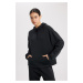 DEFACTO Fit Oversize Wide Mold Premium Hooded Kangaroo Pocket Sports Sweatshirt