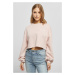 Ladies Cropped Small Embroidery Terry Crewneck pink