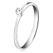 Briliantový prsteň z bieleho zlata 585 - trblietavý číry diamant v štvorcípom kotlíku - Veľkosť: