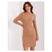 Camel dress made of ribbed knitted fabric