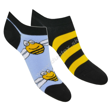 SKARPOL Veselé ponožky Skarpol-081-vcela mod+žltá