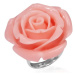 Prsteň z ocele - ružový rozkvitnutý kvet zo živice - Veľkosť: 59 mm