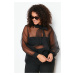 Trendyol Curve Black Sheer Look Tulle Blouse