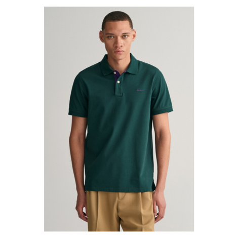 POLOKOŠEĽA GANT REG CONTRAST PIQUE SS RUGGER TARTAN GREEN