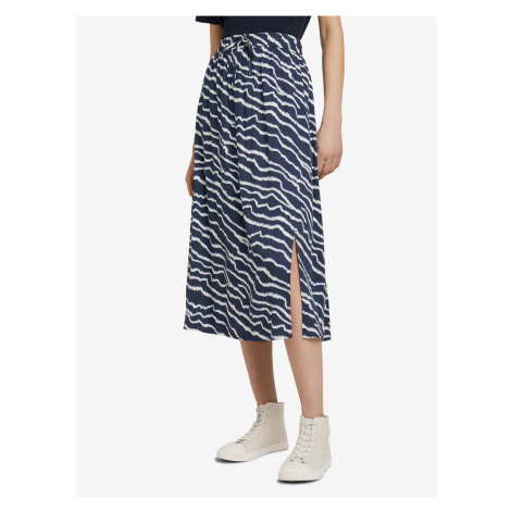 Dark Blue Women Patterned Midi Skirt Tom Tailor Denim - Women