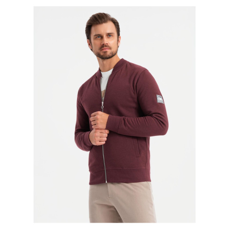 Ombre Unzipped cotton men's sweatshirt bomber - maroon