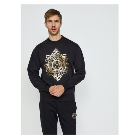 Black Men's Sweatshirt with Print Versace Jeans Couture R Vemblem Lea - Men's