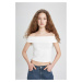 DEFACTO Fitted Off Shoulder Short Sleeve T-Shirt