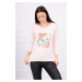 Blouse with 3D Bird graphics powder pink