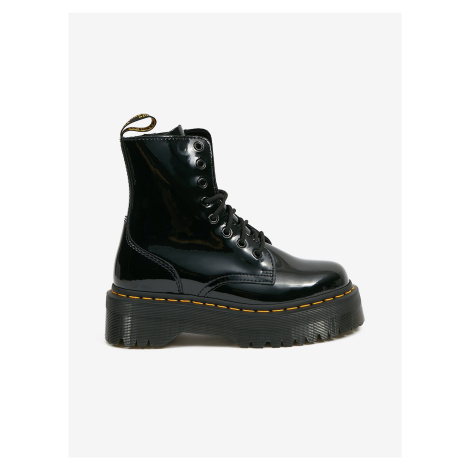 Čierne lesklé členkové kožené topánky na platforme Dr. Martens Jadon 8 Eye Boot Dr Martens