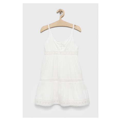 Dievčenské šaty GAP biela farba, mini, áčkový strih