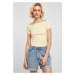 Women's T-shirt with a loose shoulder in soft yellow color
