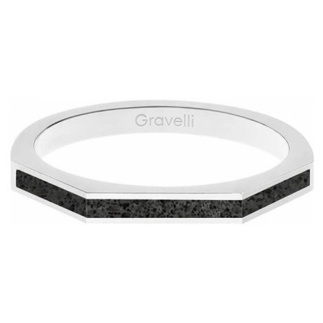 Gravelli Oceľový prsteň s betónom Three Side oceľová / antracitová GJRWSSA123 53 mm