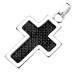Oceľový prívesok - obrys kríža striebornej farby s čiernou štruktúrou