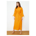 Trendyol Orange Belted Adjustable Detailed Detailed Cotton Woven Shirt Dress