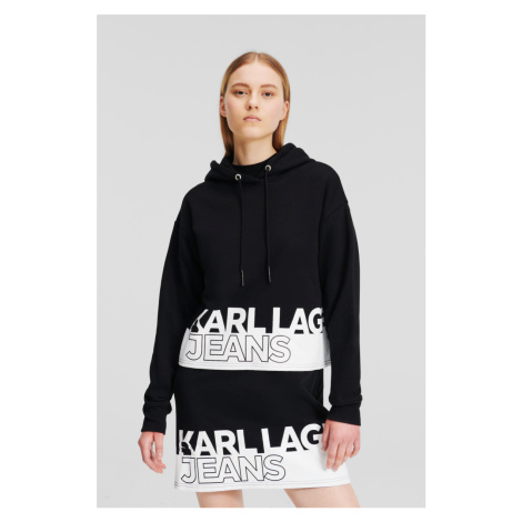 Mikina Karl Lagerfeld Jeans Klj Regular Logo Stripe Hoodie Black