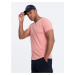 Ombre BASIC men's classic cotton tee-shirt with a v-neck - pink