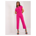 Fuchsia jumpsuit with collar