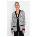 Trendyol Black Wide Fit Tweed Look Silvery Knitwear Cardigan