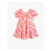 Koton Linen Dress Floral Balloon Sleeve Tiered