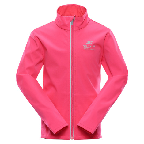Kids softshell jacket with membrane ALPINE PRO MULTO neon knockout pink