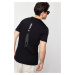 Trendyol Black Regular/Regular Cut Text Printed Embroidery 100% Cotton Short Sleeve T-Shirt