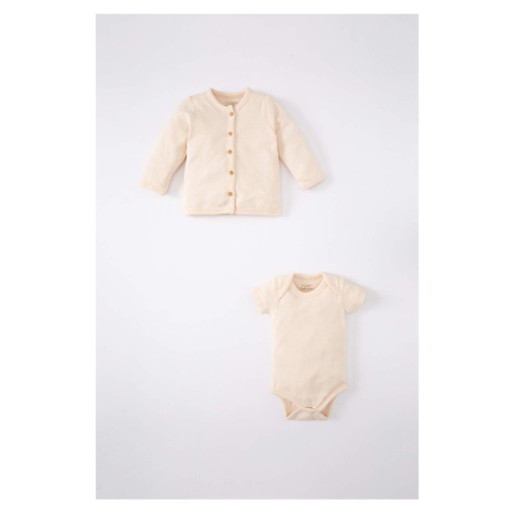 DEFACTO Baby Girl Cotton Cardigan Snap Body 2 Piece Set