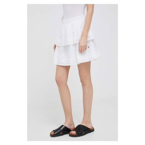 Bavlnená sukňa Pepe Jeans Prana biela farba, mini, áčkový strih