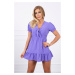 Dress with a tied V-neck in purple color