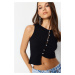 Trendyol Black Stone Detail Asymmetrical Fitted Crop Crop Knitted Blouse