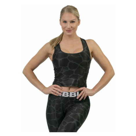 Nebbia Nature Inspired Sporty Crop Top Racer Back Black Fitness tričko