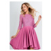 Elegantné asymetrické ružové šaty