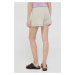 Bavlnené šortky Sisley béžová farba, jednofarebné, vysoký pás