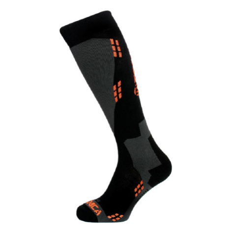 TECNICA-Wool ski socks, black/orange Čierna