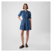 Šaty GAP Shortsleeve Belted Gauze Shirtdress Medium Indigo 15