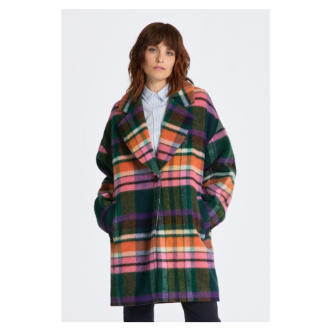 KABÁT GANT CHECKED COCOON COAT EVENING BLUE