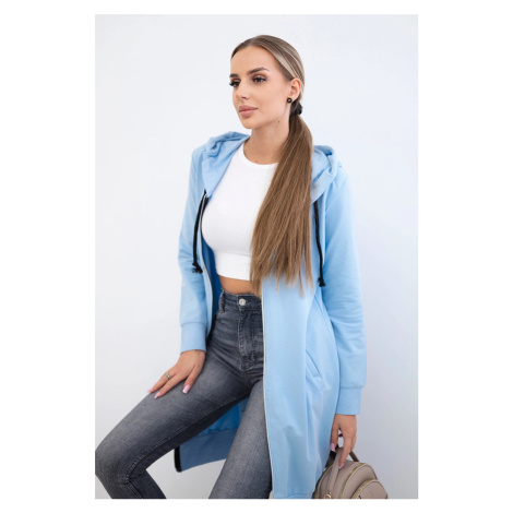 Dress with a hood and azure color