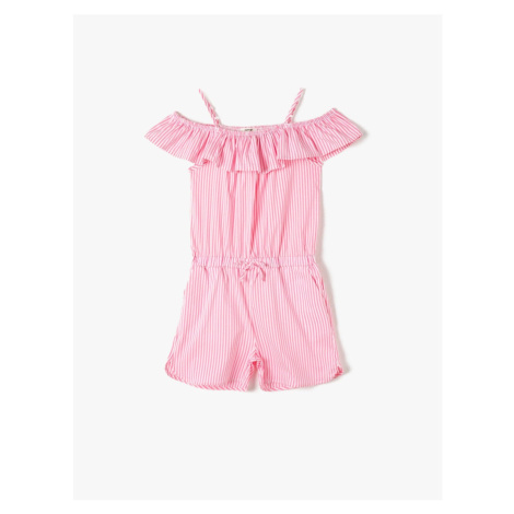 Koton Pink Striped Girl's Overalls